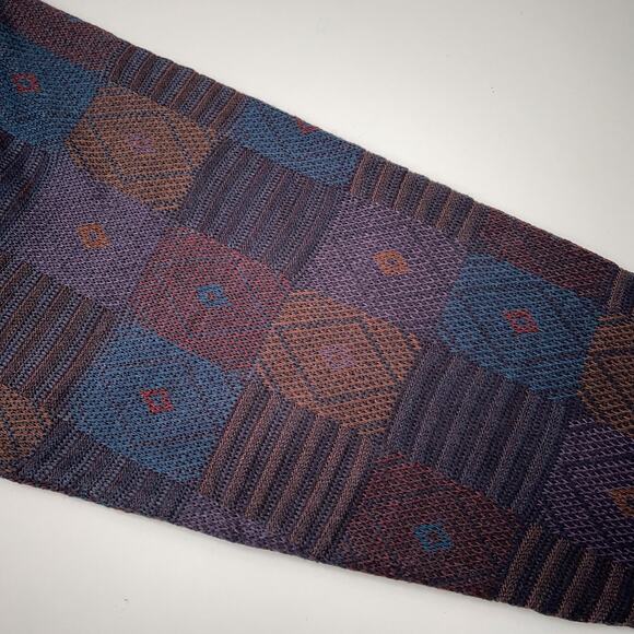 Wool Blend 90s Dark Academia Grandpa Sweater Artsy Geometric Jacquard Knit XL - Picture 6 of 10